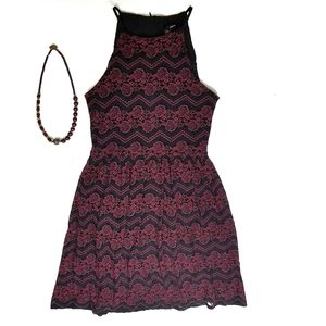 Aqua Woman's Lace Halter Cocktail Dress